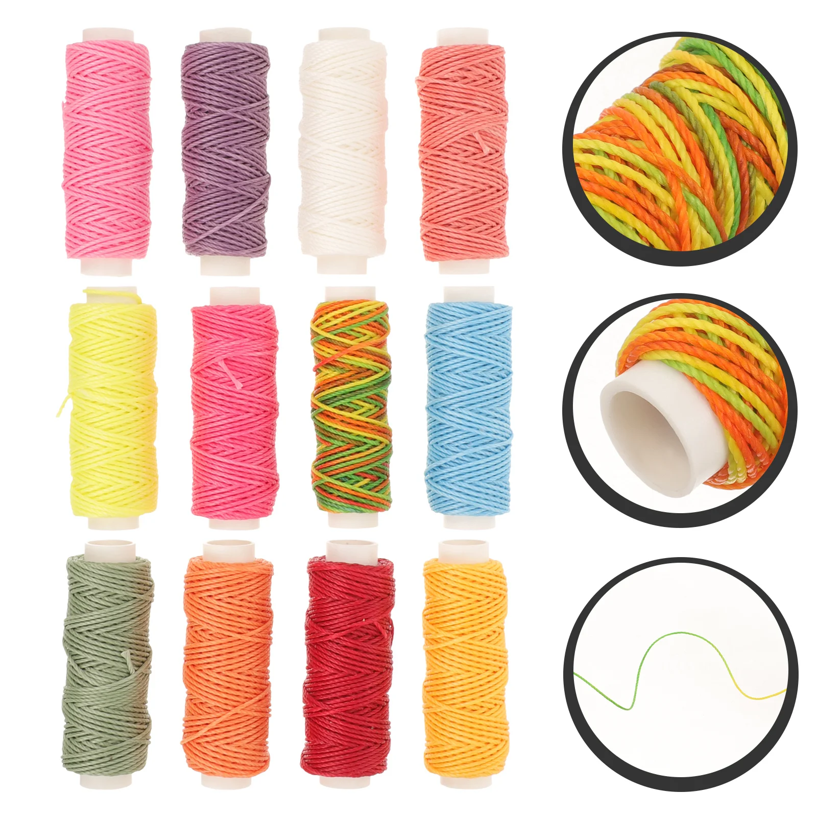 

12 Rolls Sewing Thread Working Tools Wax Boxed Waxed Cord Stitching Twine Bracelet Jewelry Making