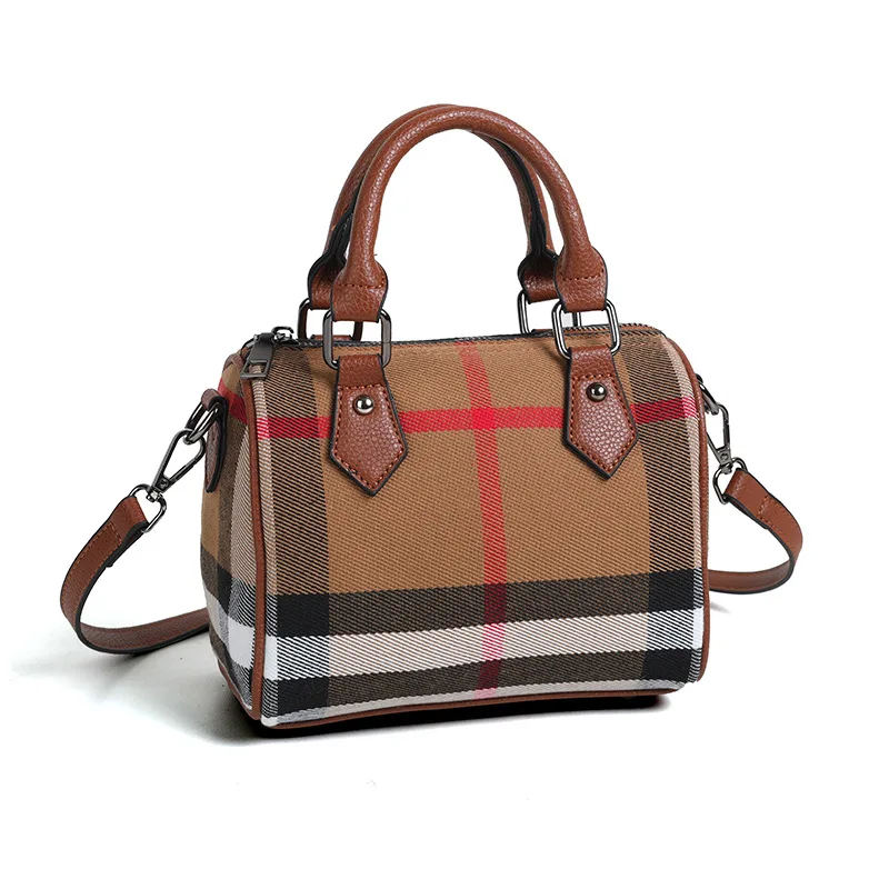 Холщовая клетчатая сумка-подушка из натуральной кожи Boston высококачественная