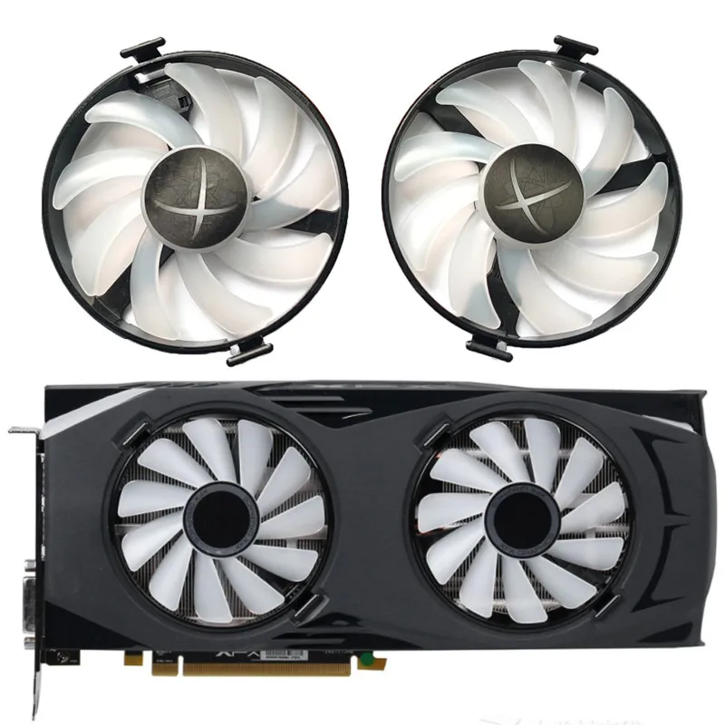 Купи NEW 2PCS FDC10U12S9-C RX 580 GPU Fan，For XFX AMD Radeon RX 470 RX 580 RX 480 RX 470 EDITION Crimson Graphics Card Cooling Fan за 450 рублей в магазине AliExpress