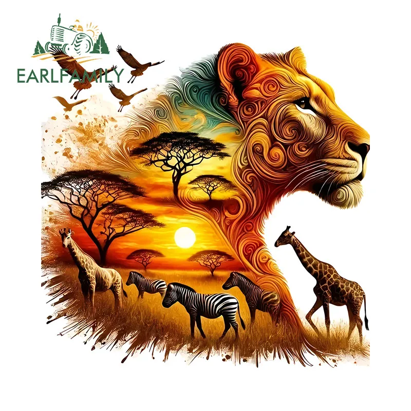 

EARLFAMILY Лев леса автомобильная наклейка художественная окклюзия царапины гонки дрифт виниловая наклейка защита двери автомобиля