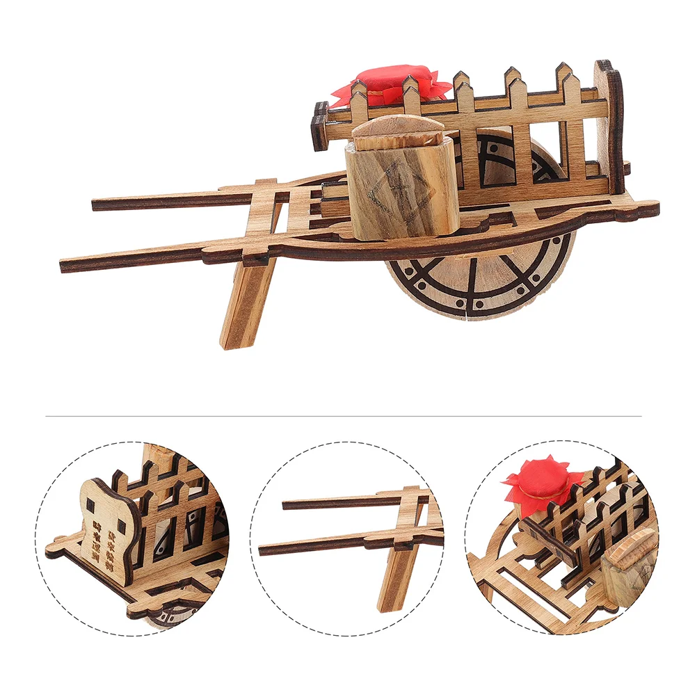 

Farm Tool Model Decor Wooden Crafts Decoration Compact Ancient Wheelbarrow