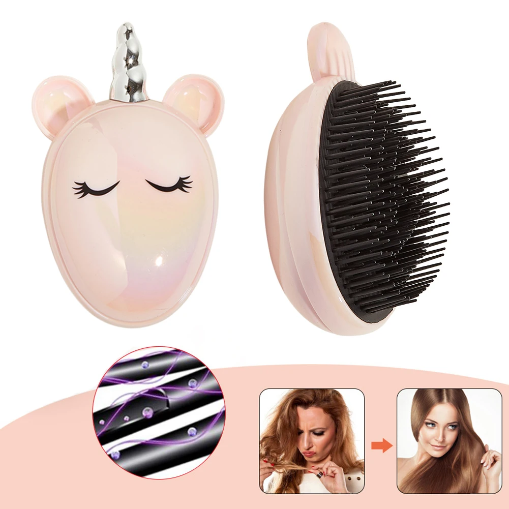 

Портативная щетка для волос с мультяшным единорогом Подушка массажная Расческа Антистатические радужные расчески парикмахерские инструм...