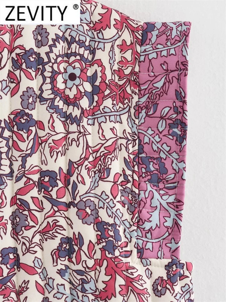 Женская приталенная куртка в винтажном стиле Zevity 2024 модель с цветочным принтом и