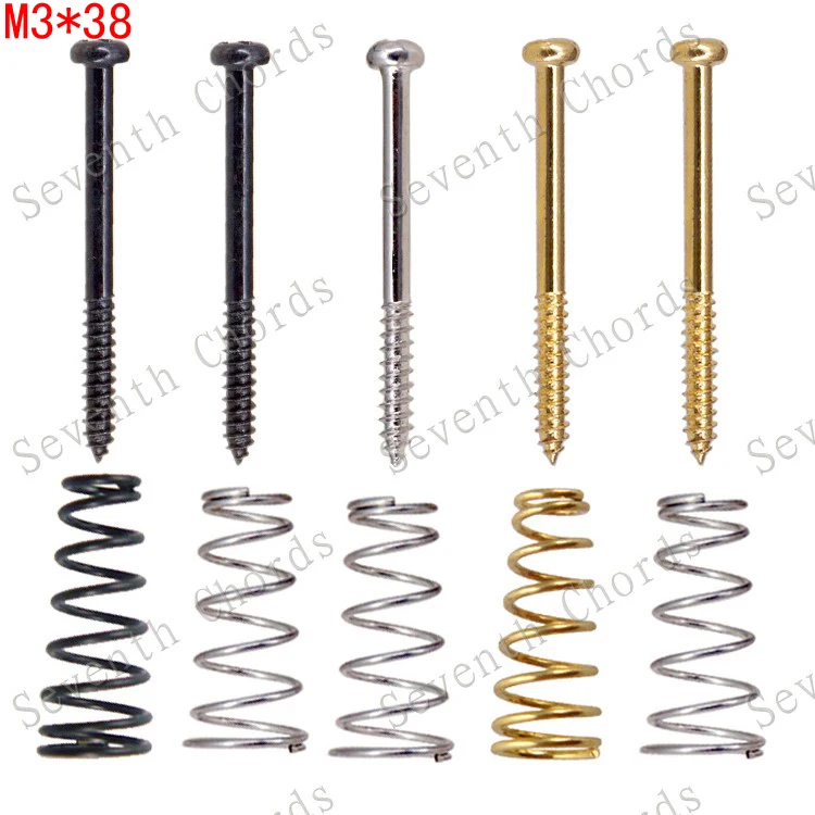 

8 Pcs Electric Bass Guitar Pickup Mounted Adjust Height Screws and Conical Springs M3*38mm - Silver &Black &Gold for choose