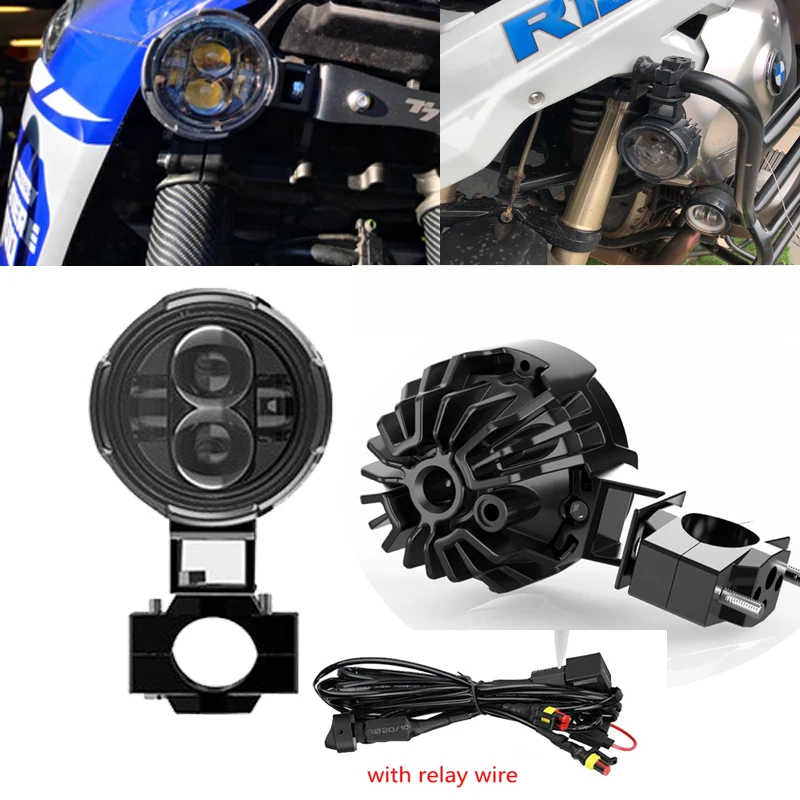 

Motorcycle LED Spotlight Headlight Hi/Low Beam Moto Auxiliary Fog Lights Farol Motor Driving Lamp for BMW Universal Motorbike