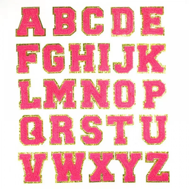 

5,5 см 3D A-Z 26 букв Блестящий синель вышитые патчи наклейки алфавит буквы вышивка аппликация новый цвет ярко-розовый