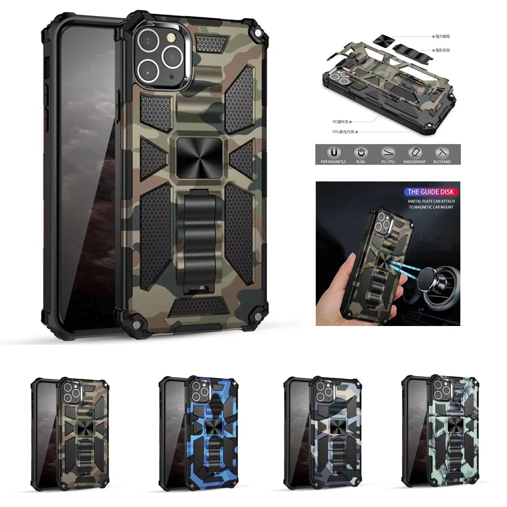 

Heavy Duty Armor Phone Case For iPhone 14 13 12 11 ProMax Xs X XR 6 7 8 Plus SE3 Coque Shockproof Car Magnetic Stand Back Cover