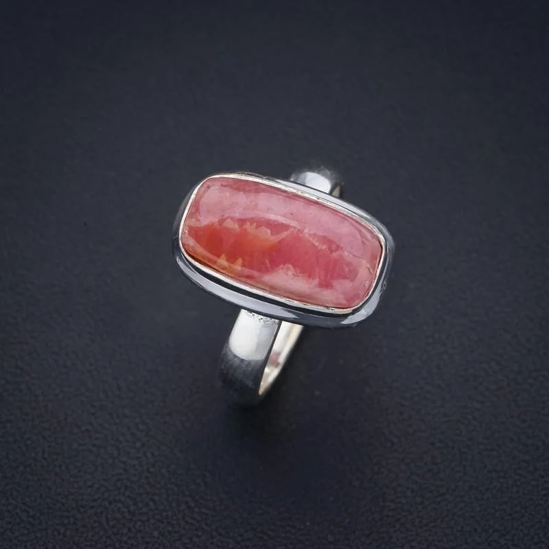 

StarGems Rhodochrosite Handmade 925 Sterling Silver Ring 7 F1874
