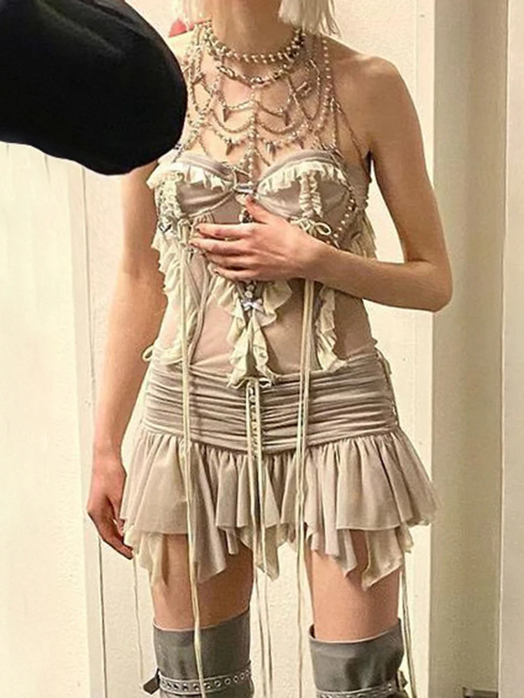 Мини-юбка женская сетчатая с заниженной талией y2k