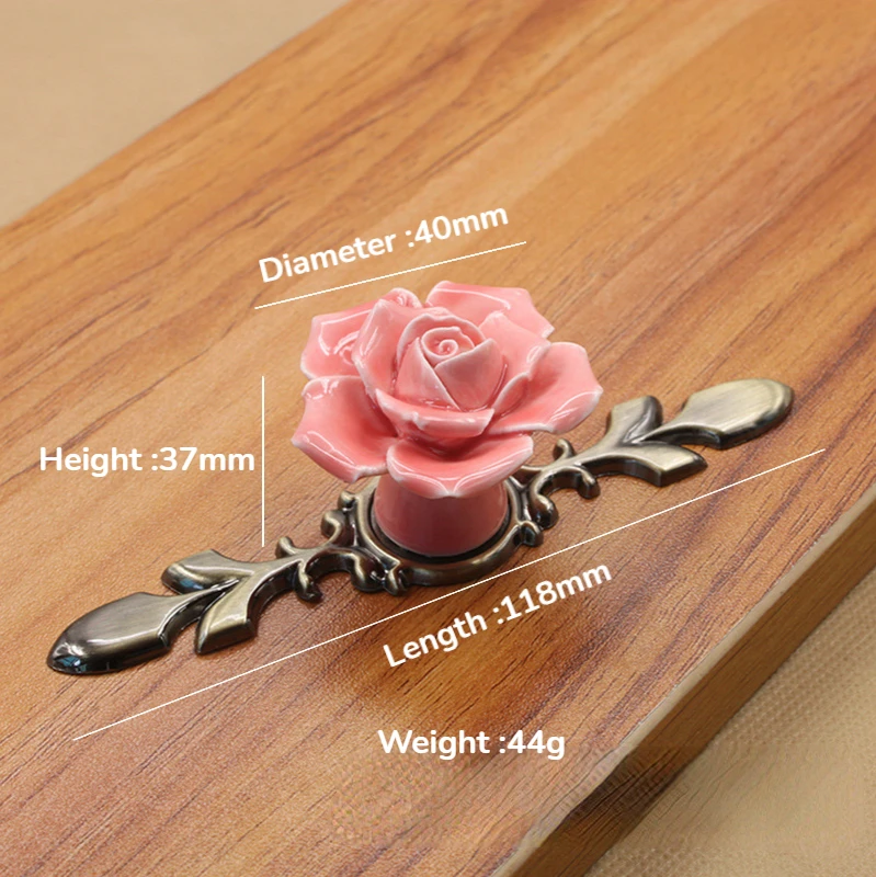 _ Дверные ручки, ящик, шкаф, кухонная ручка, роза, цветок, металлическая фурнитура в стиле ретро