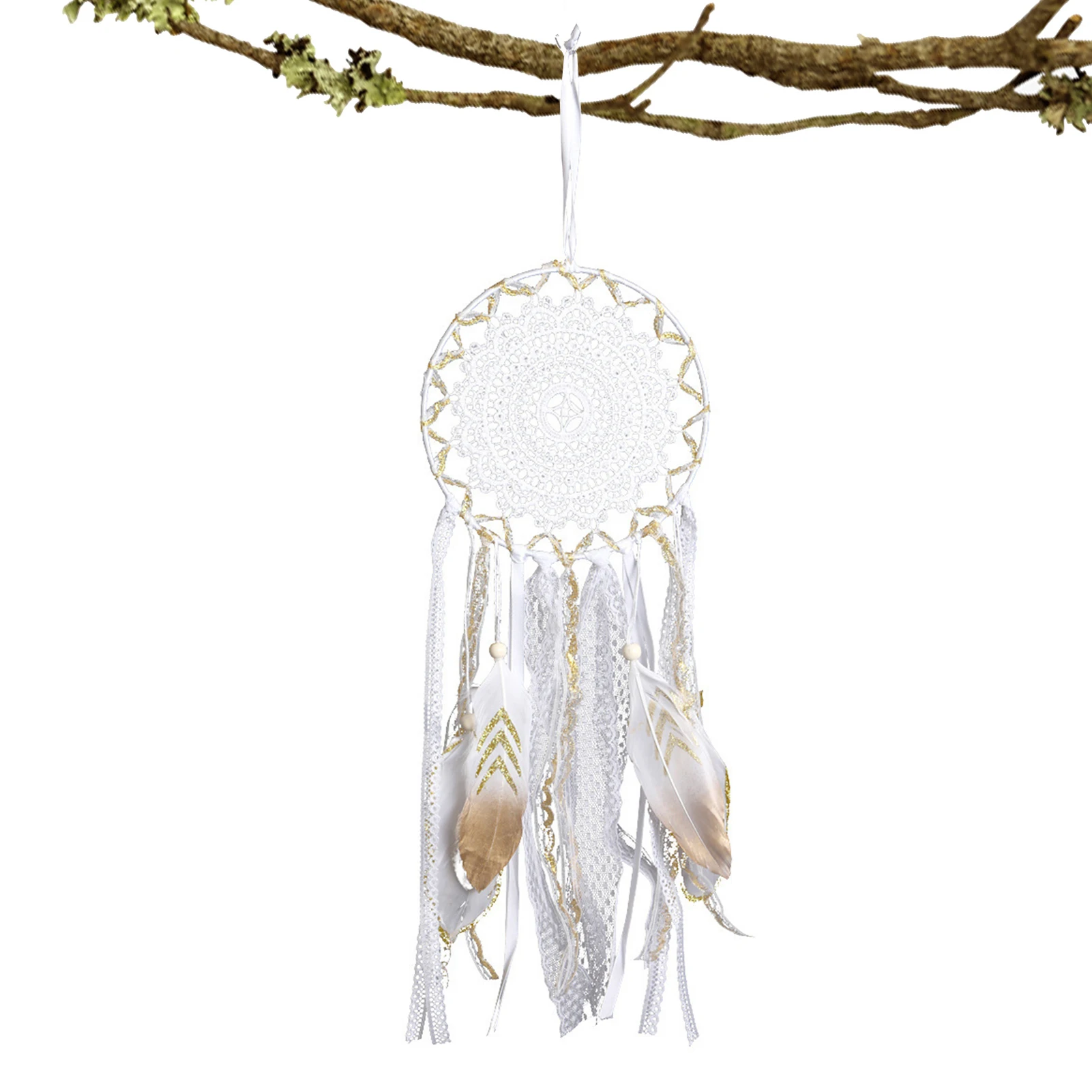 

Lace Dream Catcher Boho Dream Catcher With Plumage Pendant Lace Dreamcatcher Handmade For Room Decoration Girls Gift Wedding