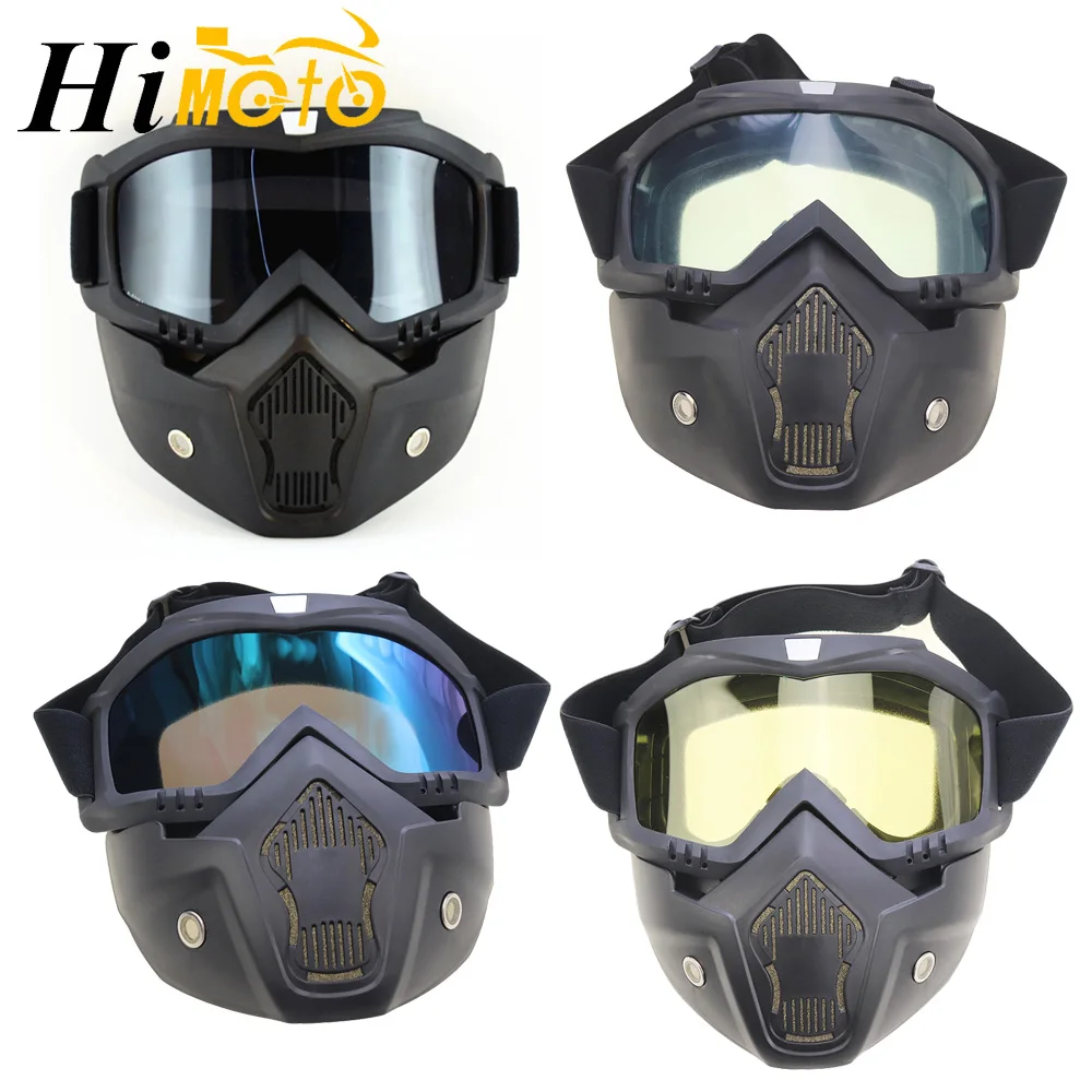 

Motorcycle Glasses Motocross Motorbike Moto Goggles Detachable Goggle UV Protection Ski Bike for Halley Open Face Helmet Mask