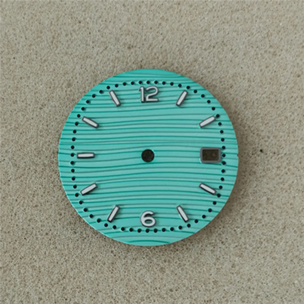 30.5mm Watch Dial Simple Style Silver Numerals Green Luminous Watch Dial for NH35 NH36/4R/7S Movement