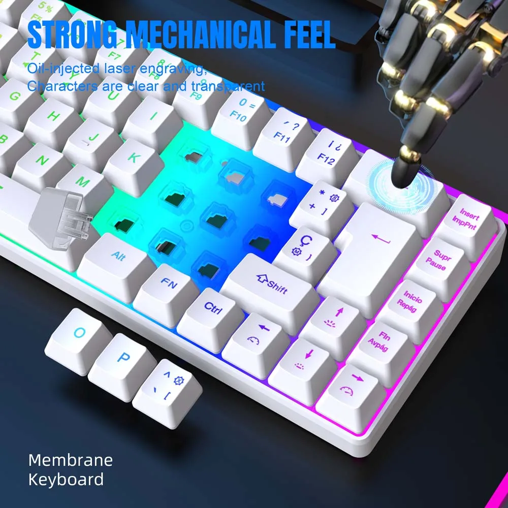 Проводная игровая клавиатура Spainish Type C USB планшетный ПК компьютер 69 клавиш RGB