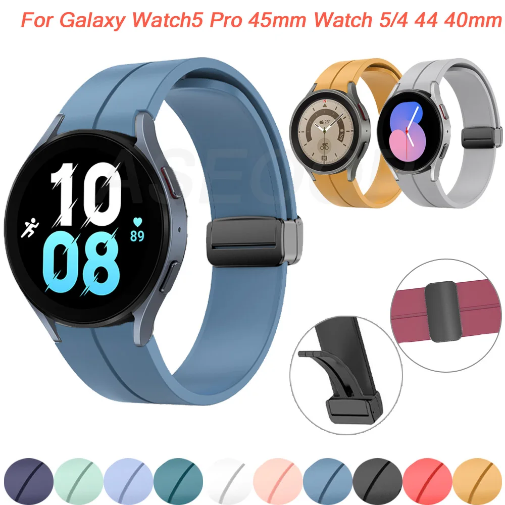 

Оригинальный силиконовый ремешок с магнитной пряжкой для Samsung Watch 4/5 40 44 мм, браслет для смарт-часов 5 Pro 45 мм, классический браслет 42 46 мм
