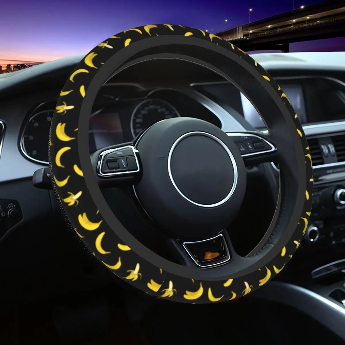

38cm Steering Wheel Covers Banana Elastic Fruits Braid On The Steering Wheel Cover Auto Decoration Colorful Automobile Accessory