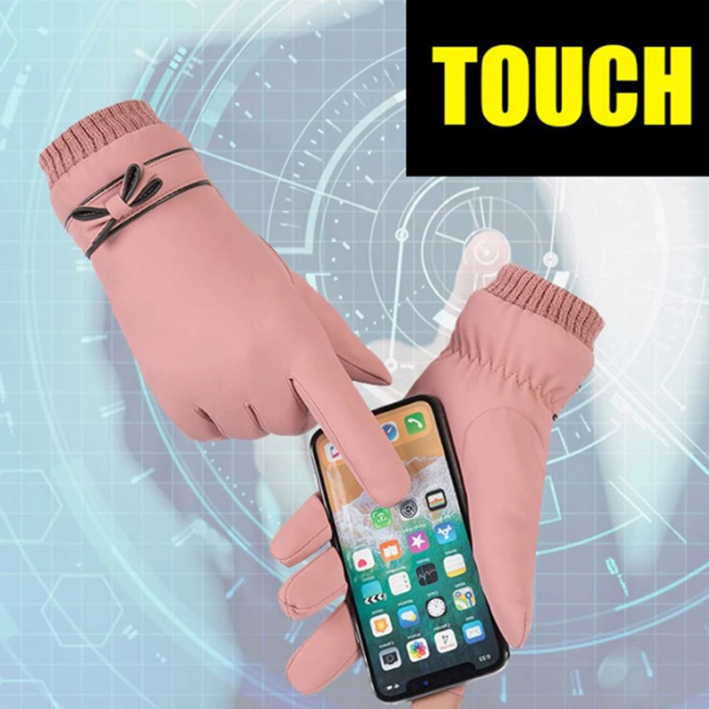 

Fashion Female Gloves Winter Windproof Waterproof Internal Plush Warm Mittens
