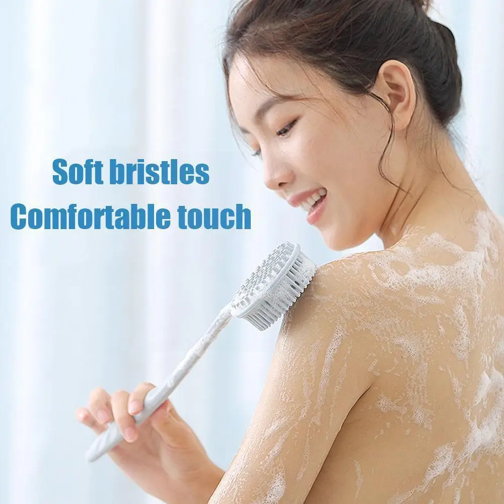 

Многофункциональная силиконовая щетка для ванны с длинной ручкой, щетка для скраба душа и тела с длинной ручкой, односторонняя щетка для сн...