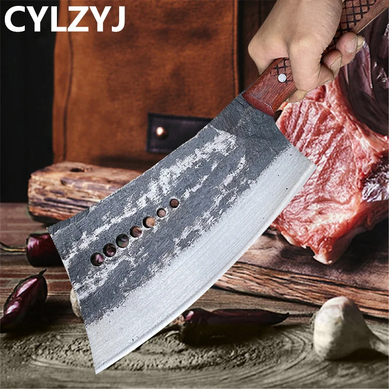 Чистый ручной Кованый нож для измельчения костей утолщенный в старинном стиле