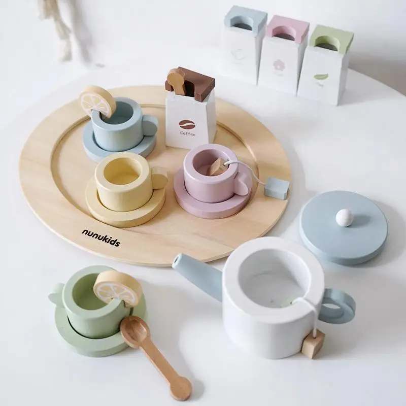 

Girls Play House Toys Wooden Cake Tower Toys Afternoon Tea Tea Set Children Play House Simulation Kitchen Toy Set Holiday Gift