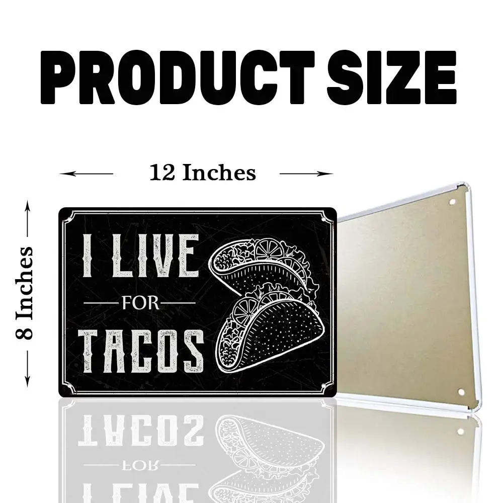 I Live for Tacos 20x30 см Оловянное винтажное украшение поделки знак для дома кухни ванной