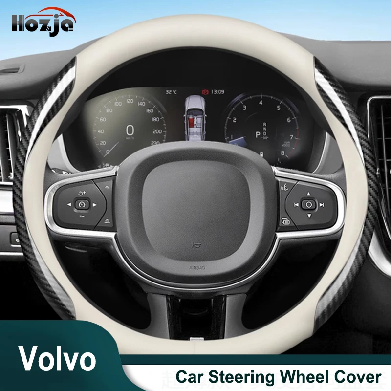 

Steering Wheel Cover For Volvo XC70 2002-2010 2011 2012 2013 2014 2017 Car Accessories Carbon Fiber Bicolor Leather Non-slip