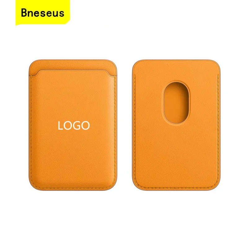 

Leather Magnetic Card Bag Apple Official Website With LOGO For iPhone 13 12 Xiaomi Huawei Portable Strong Adsorption Card Bag