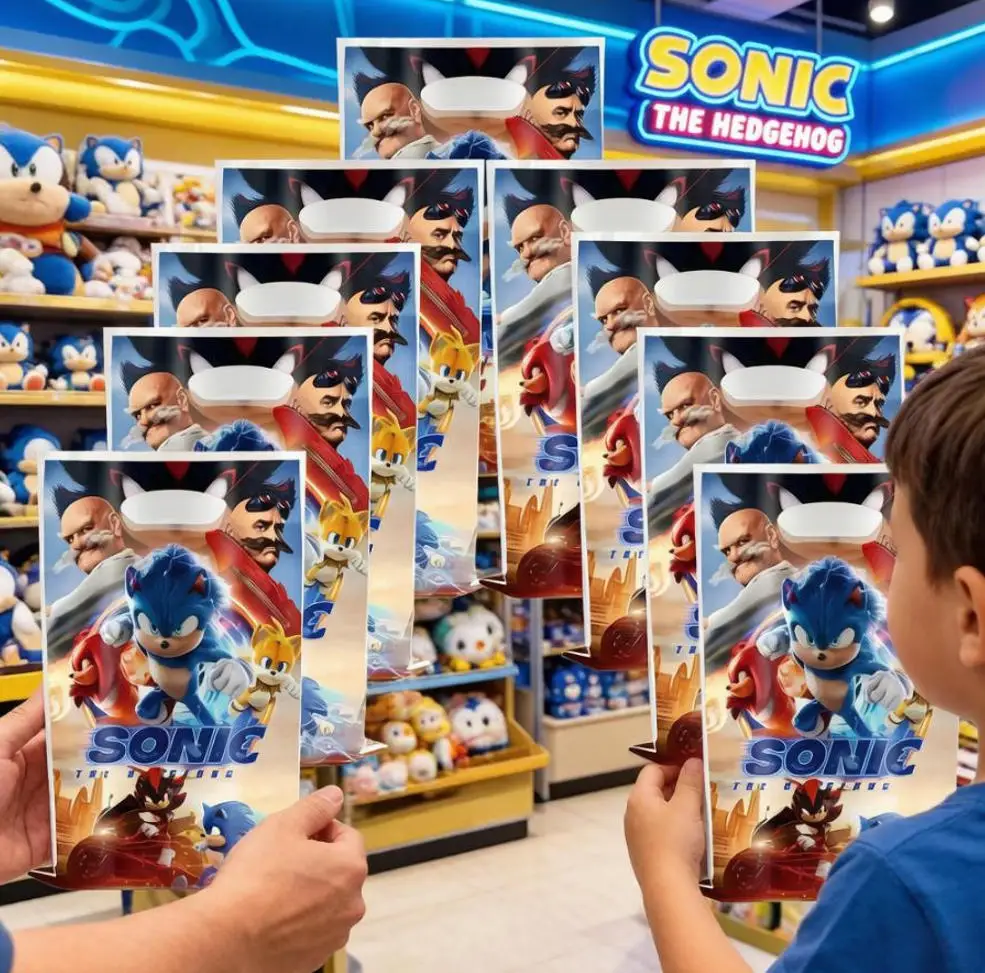 Фото Подарочные пакеты Sonic: Ежики, Теневые персонажи, Эми. Фольгированные пакеты, сумки-тоут, украшения для вечеринок, подарки для взрослых и детей. №1