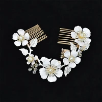 2022 fashion hair accessories alloy diamond encrusted pearl flower headwear simple two color hairpin ladies personalized jewelry