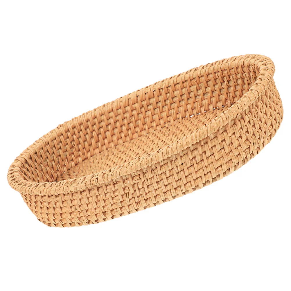 

Bread Storage Basket Rustic Oval Fruit Serving Fruits Kitchen Woven Tray Baskets