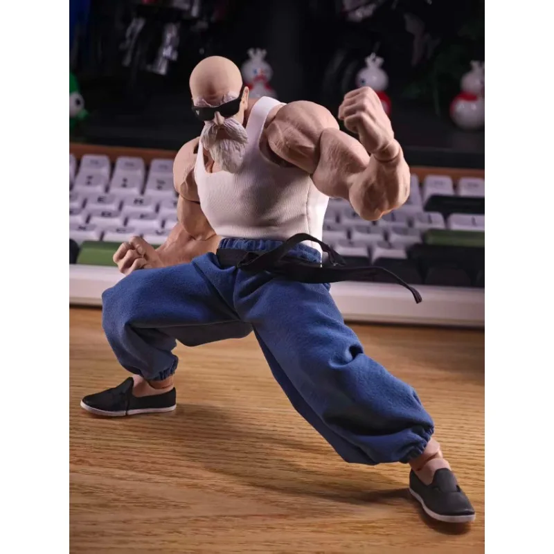 Фото Масштаб 1/12, аниме Dragon Ball Master Roshi, белый жилет, желтые/синие шаровары, модель одежды для 6-дюймовых фигурок мужского солдата, тело №4