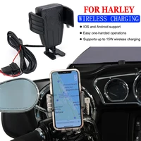 motorcycle 15w wireless charging gps phone holder navigation bracket for harley davidson xlh 883 1200 1988 2003