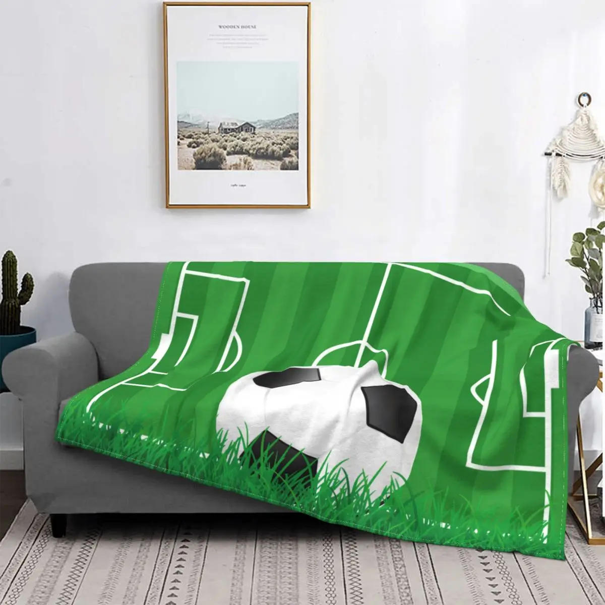 

Football Football Pattern Blanket Flannel Ball Sports Lightweight Blanket for Car Sofa Sofa Bedroom Quilt