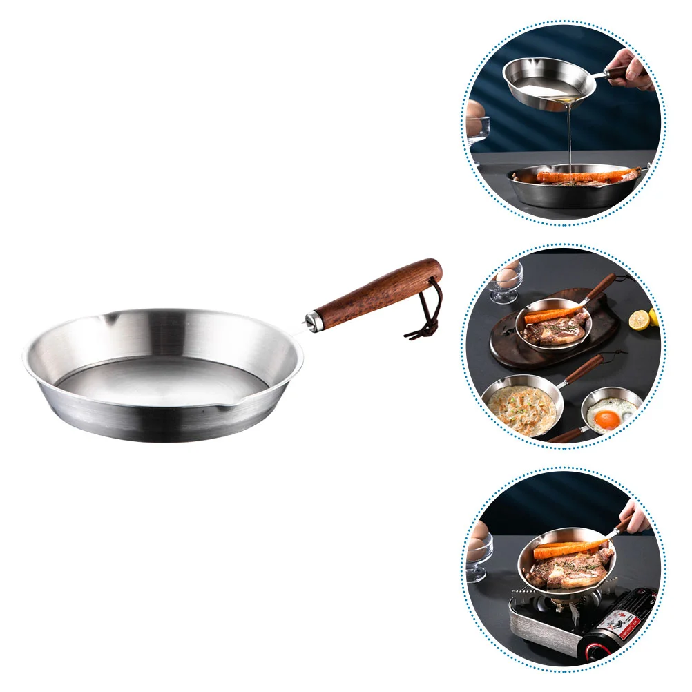 

Frying Pan Eggs Stainless Steel Skillet Pancake Maker Small Cookware Cooking Pot Handled Oil