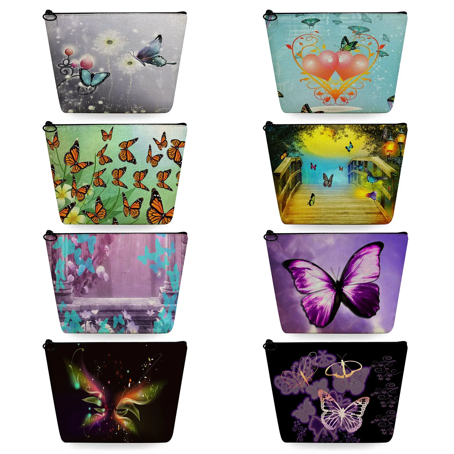 

Portable Toiletry Bag Beautiful High Quality Pencil Cases Magic Color Butterfly Print Makeup Bags Fashion Women's Cosmetic Bags