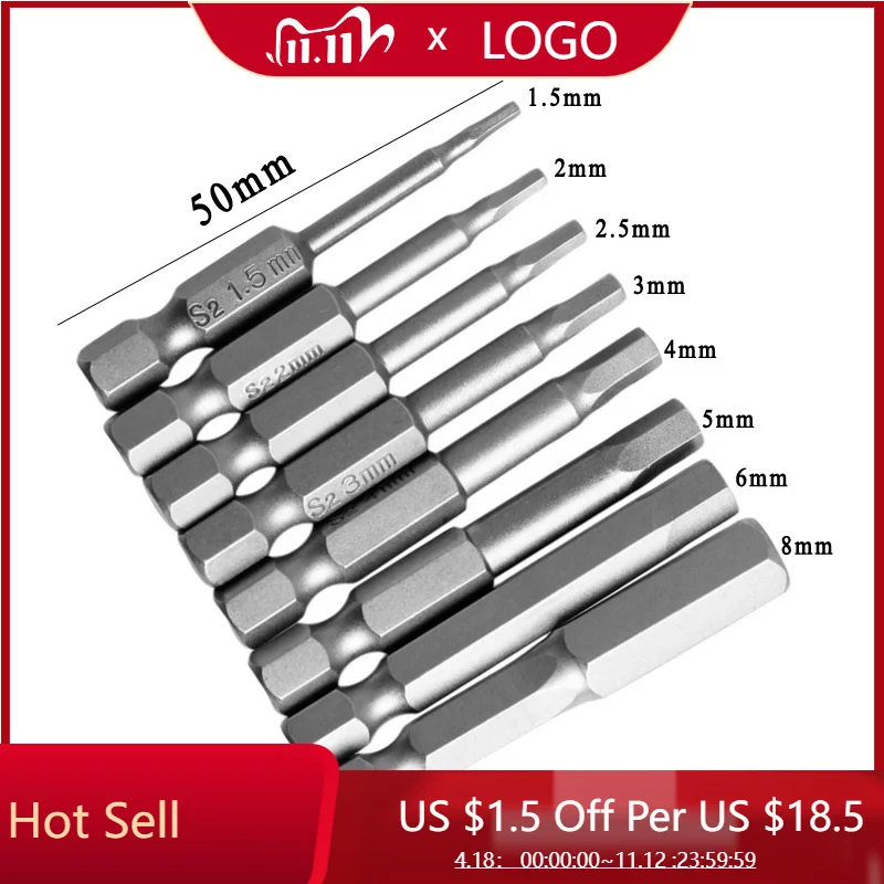 

8pcs Key Allen Screwdriver Bit Set 1/4" Hex Shank Quick Connect Magnetic Screw Driver Bits For Power Tool