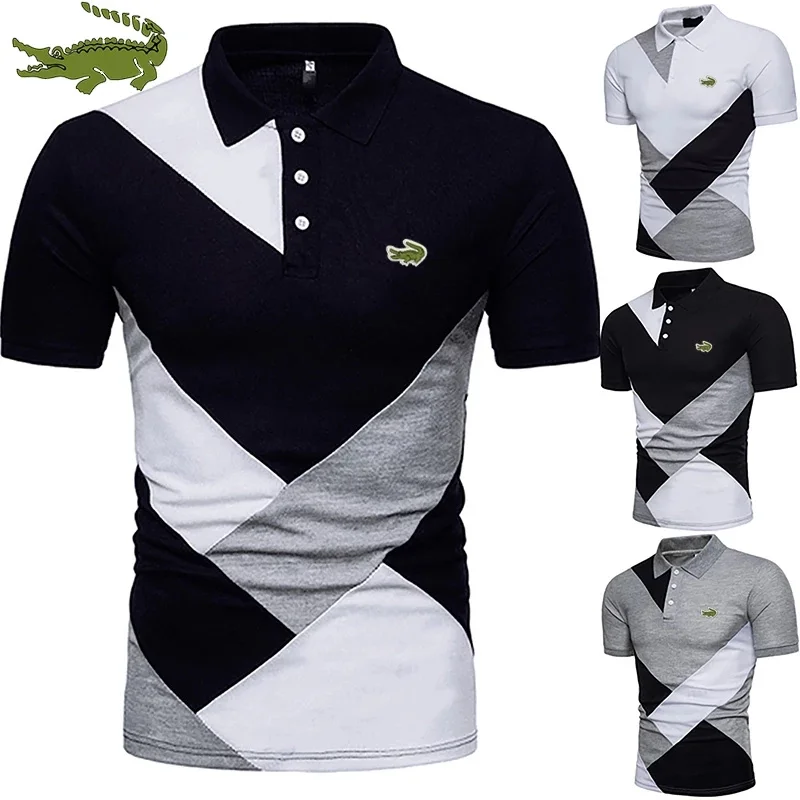 

Men Polo Men Shirt Short Sleeve Polo Shirt Contrast Color New Clothing Summer Streetwear Casual Fashion Good Quality Men Tops