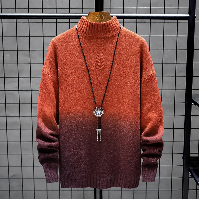 Men Winter Fall Long Sleeves Turtleneck Cashmere Slim Fit Patchwork Sweater Male New Thick Warmth Sweaters Pullover streetwear