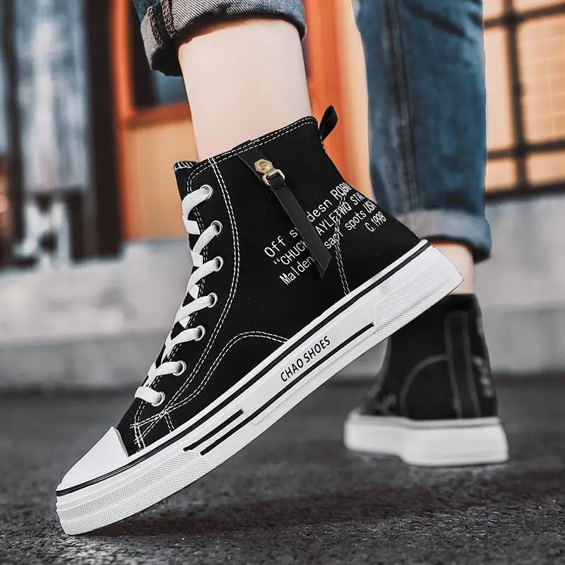 

Мужские туфли, Новинка весна-осень 2023, высокие кеды, холщовые Спортивные Повседневные модные туфли,