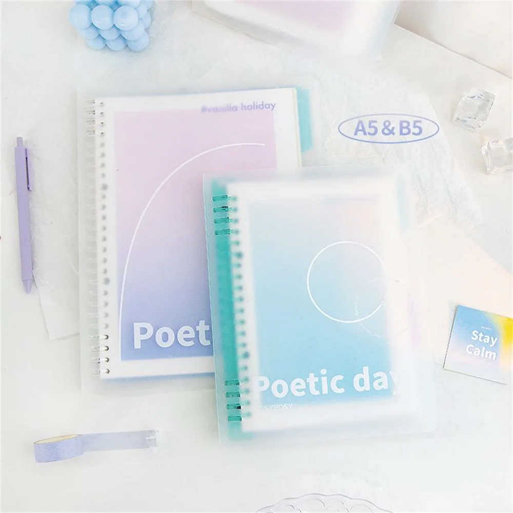 

Simple Fresh Hand Account Notepad A5/B5 INS Transparent Loose-leaf Notebook Binder Organizer Journal Diary Coil Notebook