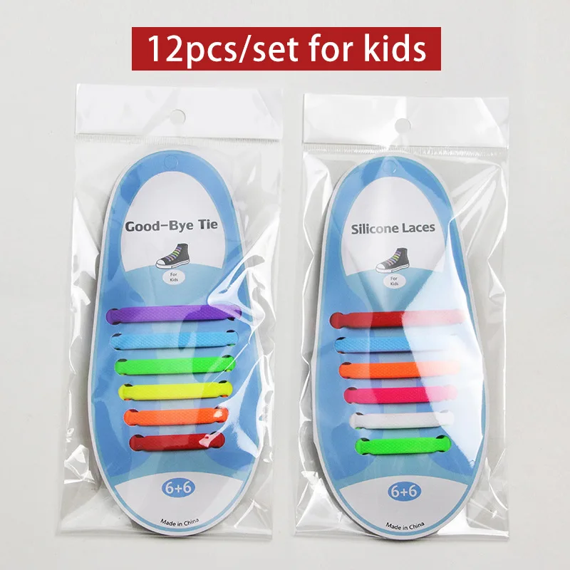 12 шт./набор Детские эластичные силиконовые шнурки без завязок