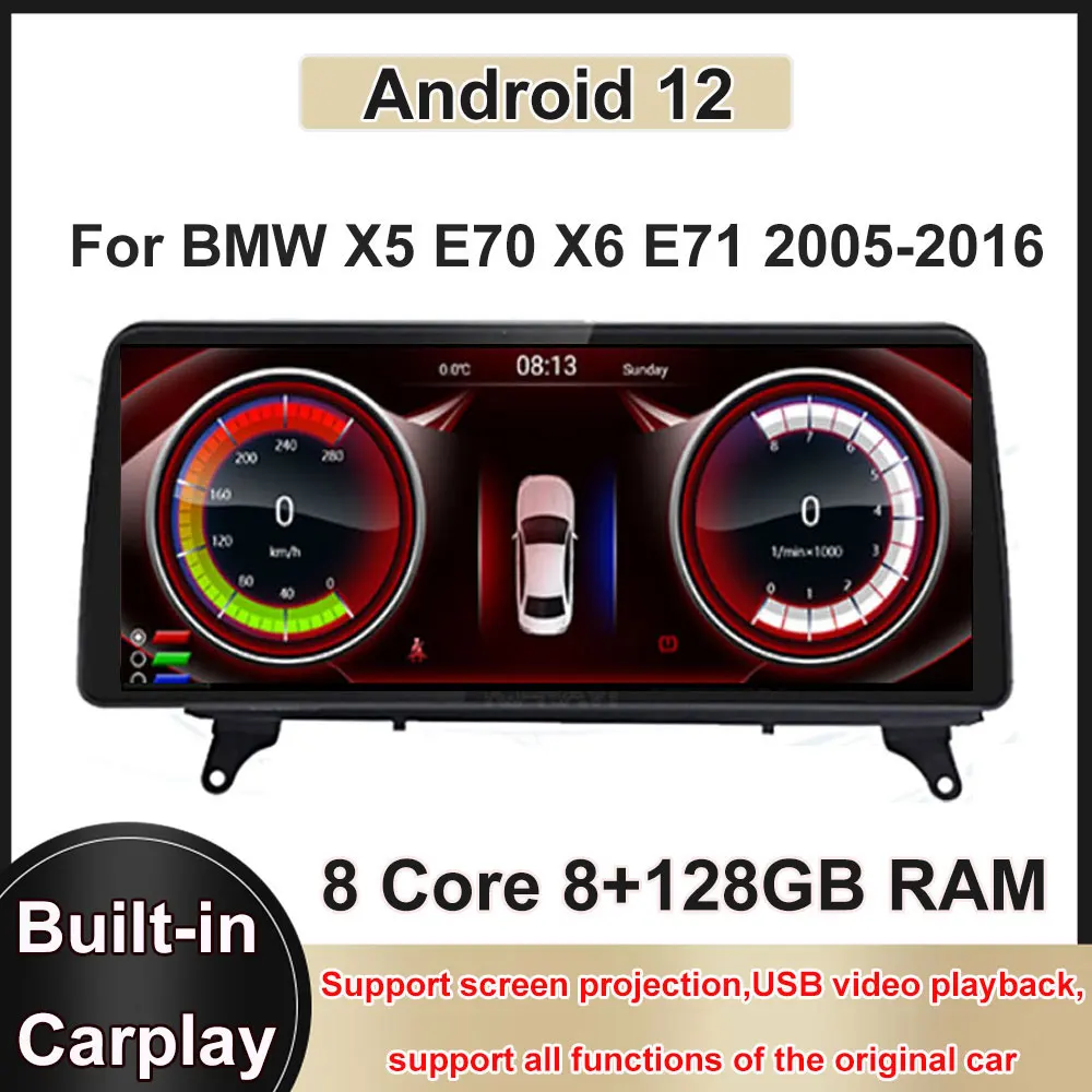 

10.25 Inch Android Touch Screen Car Accessories Multimedia Carplay Monitor Speacker Radio Player For BMW X5 E70 X6 E71 2005-2016