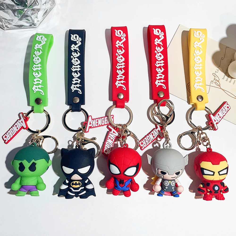 

Marvel Superhero Silica Gel Keychains Spiderman Black Panther Pendant Key Holder Cute Avengers Keyrings Accessories Jewelry