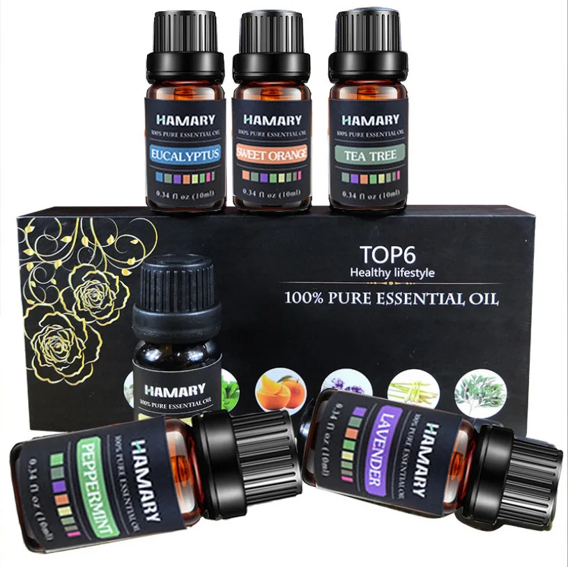 10ml Single Essential Oil Set of 6 Packs Tea Tree Lavender Cbd Dark Spot Remover for Body Fragrance Cbd Oil Full Spectrum