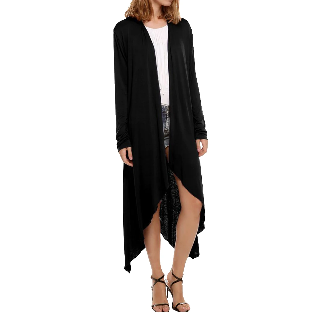 

Long Sleeve Solid Eye Catching Dating Gift Irregular Knitted Fashion Splice Vacation Open Front Women Cardigan Casual Autumn
