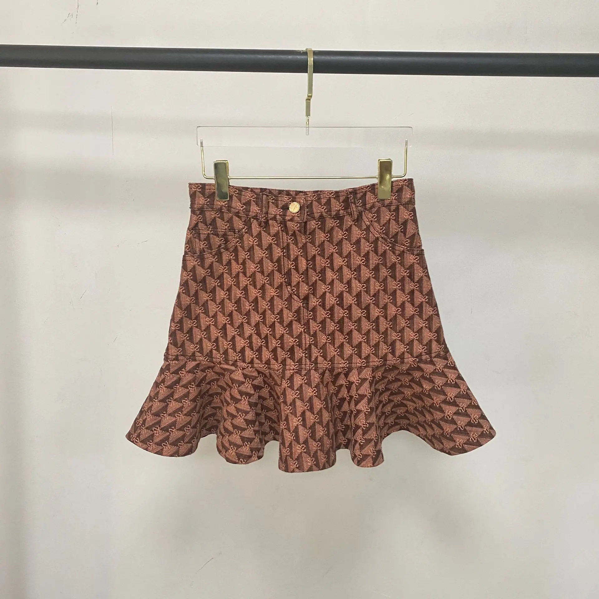 

2022 Spring New Fashion Elegant Women's Skirt Jacquard Ruffle High Waist Wrap Hip Denim Skirt