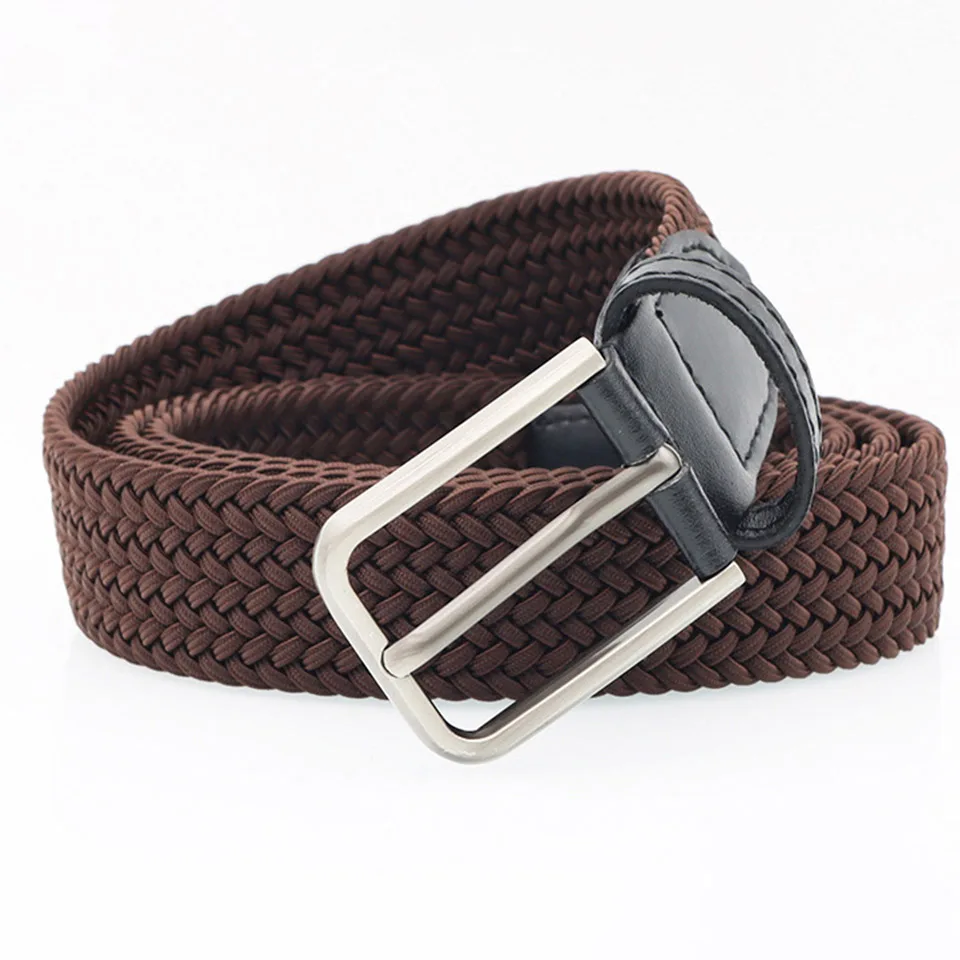 Fashion New Women'S Woven Belt Elastic Elastic Metal Buckle Head Narrow Fashion Men'S Military Training Outside Wear Belt A3155