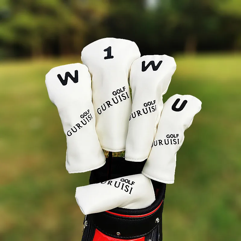 

Golf Woods Headcovers Covers For Driver Fairway Putter 135UT Clubs Set Heads PU Leather Unisex Simple golf iron head cover