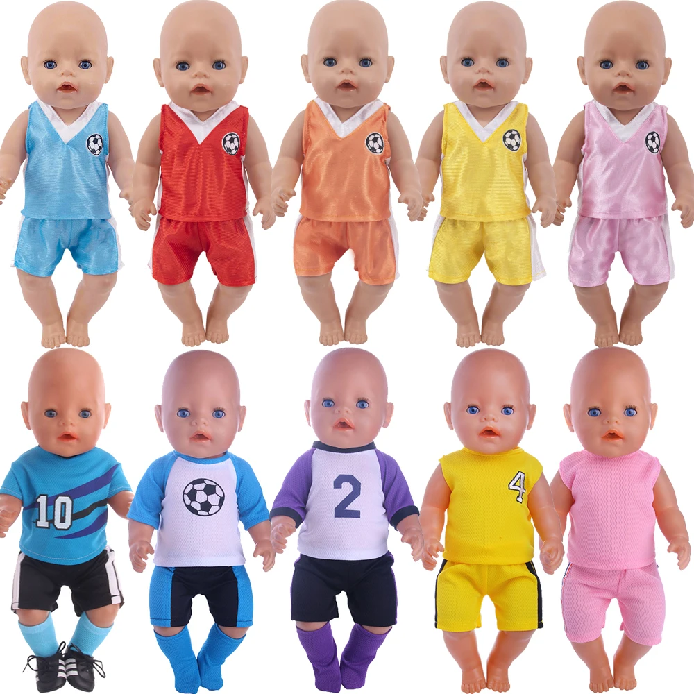 

Unisex Football Jersey For 18Inch American Doll Clothes 43cm Reborn Baby Doll Our Generation Student Uniform Gift For Girls