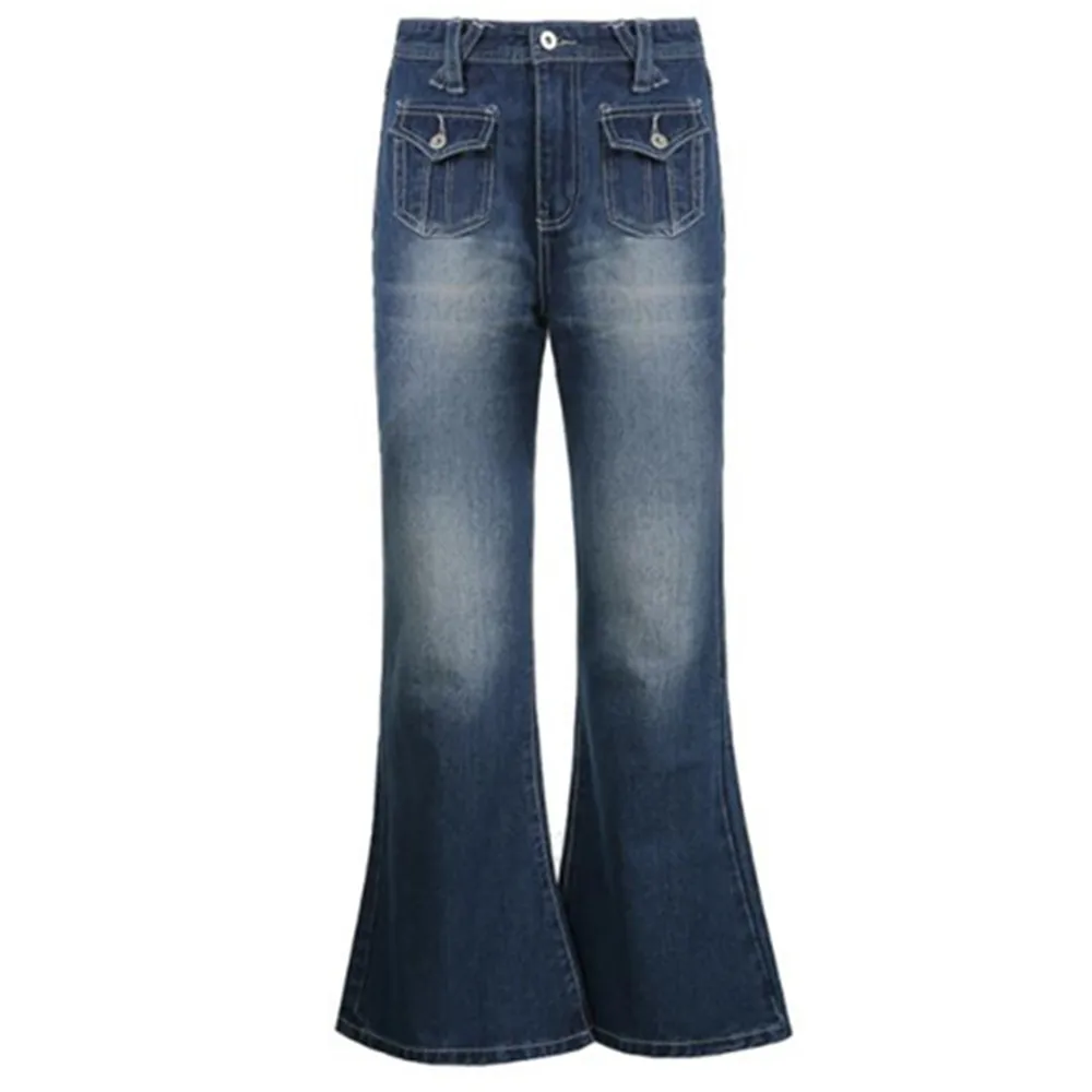 

Gothic Dark Baggy Flare Jeans Y2K Low Rise Trousers Blue Vintage Casual Wide Leg Denim Aesthetic Women Cargo Pants Black